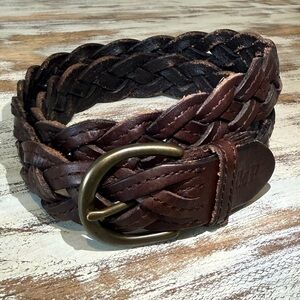 Y2K Abercrombie & Fitch Women's Western Braided Leather Belt - Brown 38”